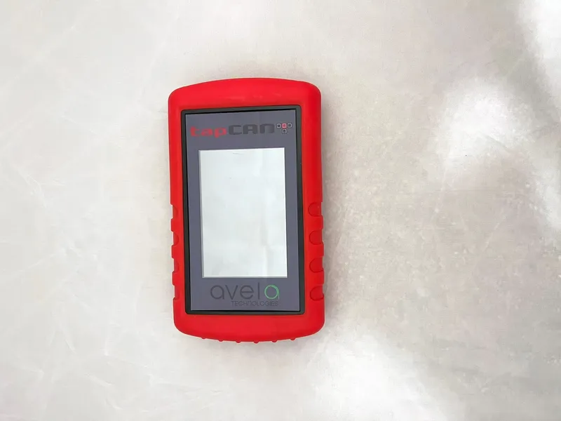 TapCAN in a red rubber boot, flat front view