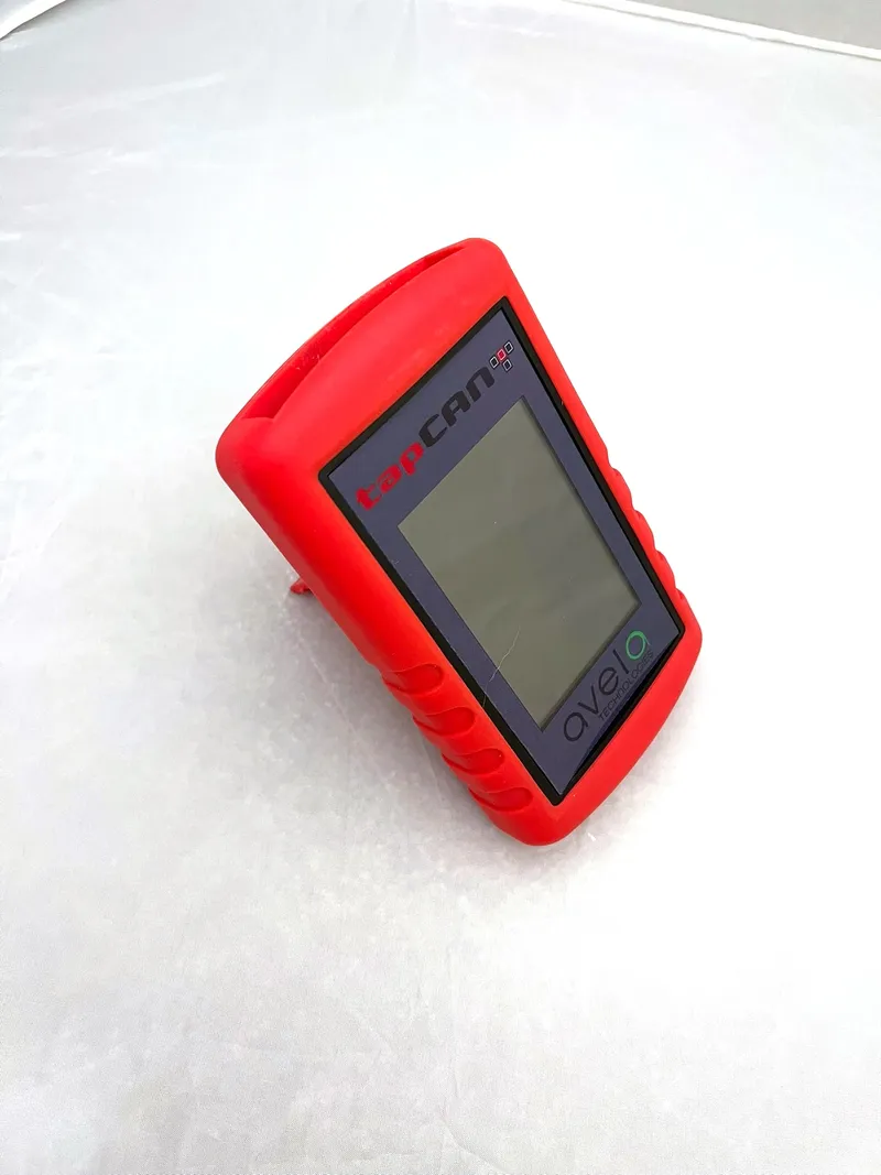 TapCAN in a red rubber boot, angled view